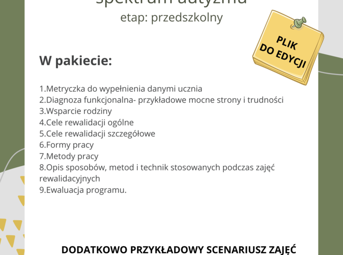 Indywidualny Plan Rewalidacji 🌟 Kompleksowy materiał dla dzieci w wieku przedszkolnym z Zespołem Aspergera