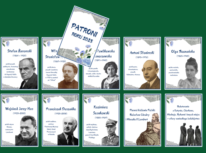 PATRONI ROKU 2025 – gazetka – biblioteka – język polski – 11 stron – wersja 2