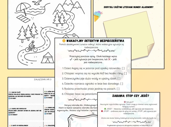 Bezpieczne Wakacje karty pracy 1-3