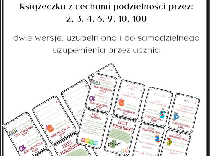 Cechy podzielności - mini książeczka