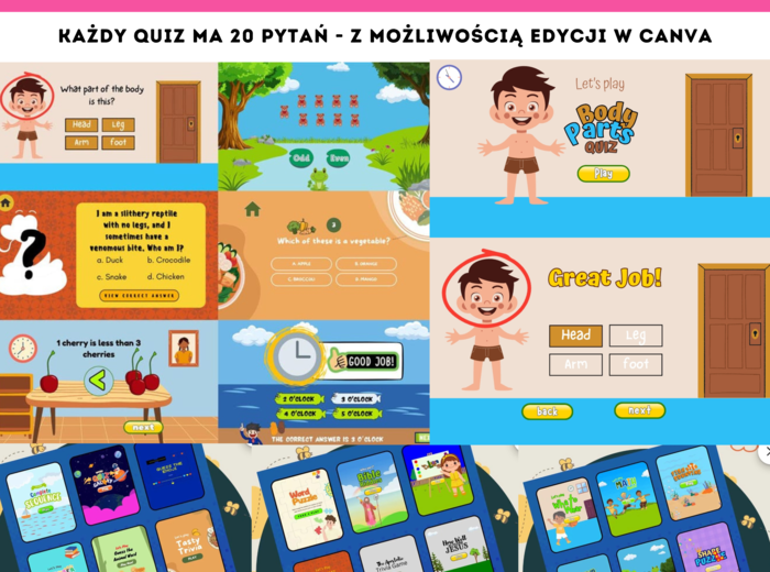 ZESTAW 50 Interaktywnych QUIZÓW w języku angielskim. Próbka przykładowego Quizu w opisie ❤️