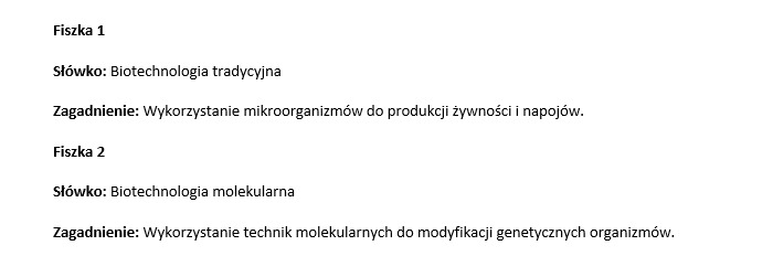 Fiszki- biotechnologia