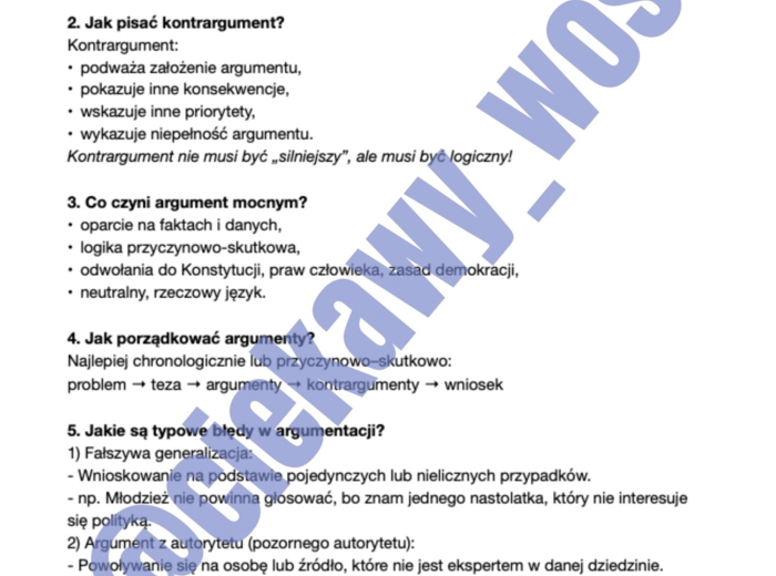 Lekcja o argumentacji – notatka i zadania