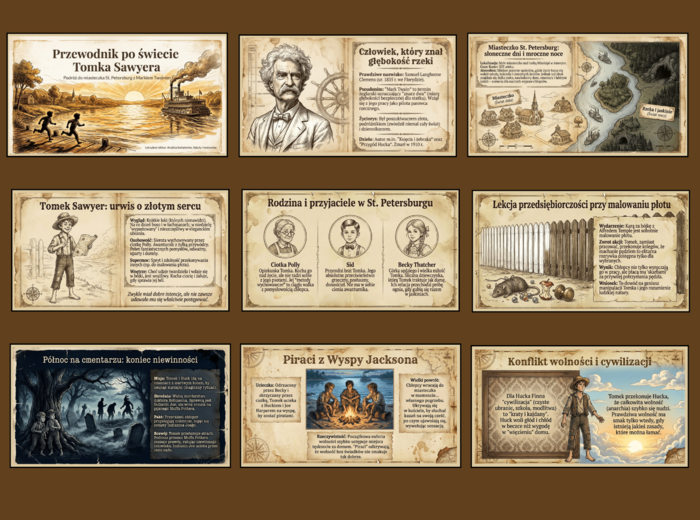 📚"Przygody Tomka Sawyera" - prezentacja – 16 slajdów