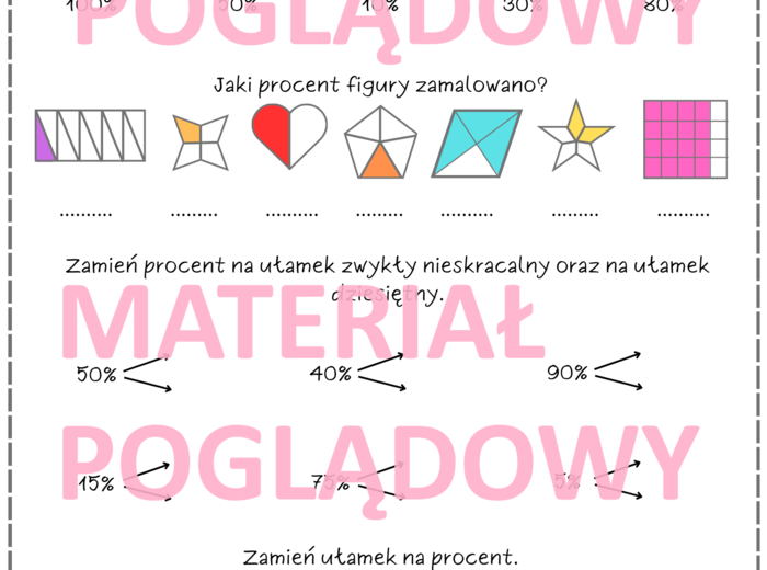 Karta pracy procenty klasa 4, 5, 6