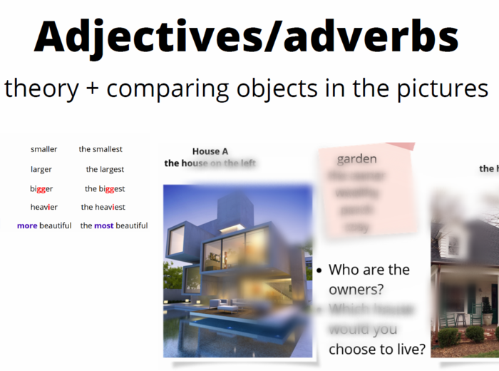 Przymiotniki i przysłówki- stopniowanie, porównywanie,opisy obrazków, E8,matura