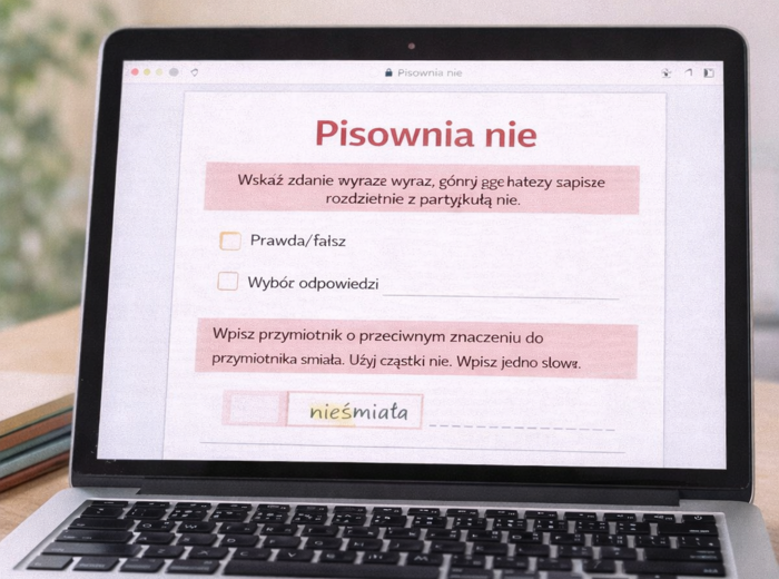 PISOWNIA "NIE" Z RÓŻNYMI CZĘŚCIAMI MOWY [Karta pracy, sprawdzian]