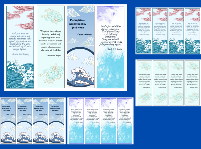 DZIEŃ WODY – wiosna – zakładki do książek – zakładka – wersja 2