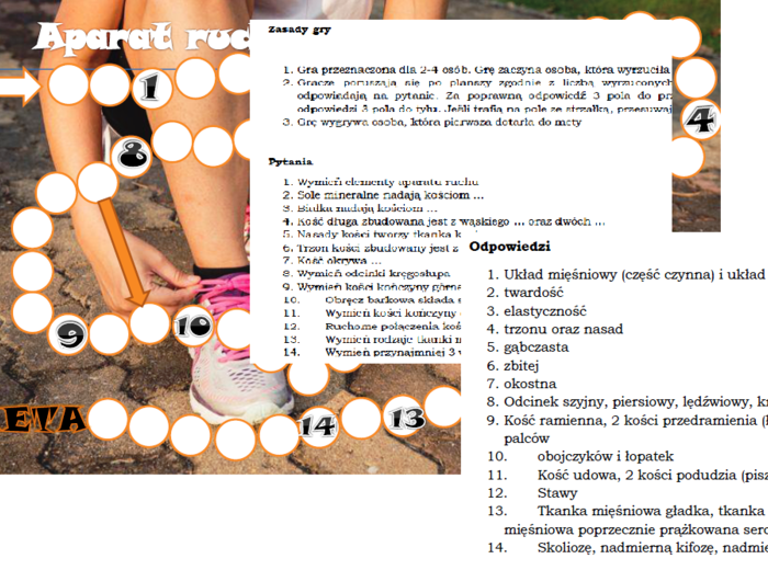 Gra planszowa dla klasy 7 "Aparat ruchu"