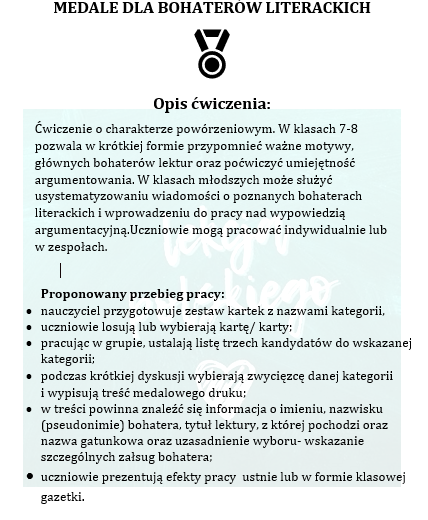 MEDALE DLA BOHATERÓW LITERACKICH
