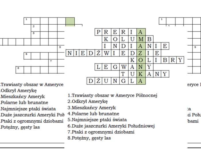 Logogryf dla klasy 2 z hasłem Amazonka