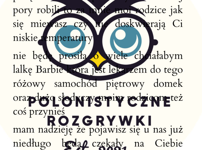 LIST NA BIEGUN. Ćwiczenia interpunkcyjne. 4-8. List do Świętego Mikołaja. Boże Narodzenie. Mikołajki