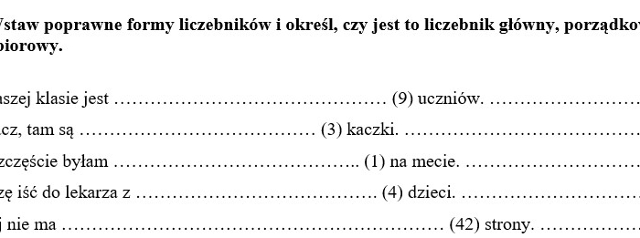 Odmienne części mowy - ćwiczenia (klasa 6/7)