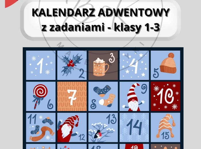 Kalendarz adwentowy z zadaniami i kolorowankami - klasy 1-3