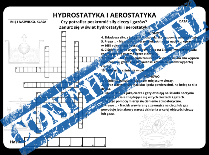 Zestaw krzyżówek z fizyki dla klasy 7
