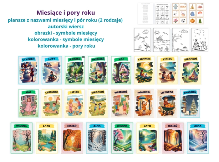MIESIĄCE I PORY ROKU z kartami pracy