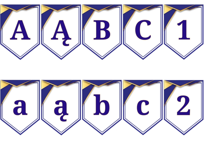 GIRLANDA z polskimi literami i cyframi.