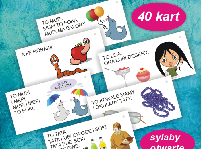 Czytam sam – karty do nauki czytania. Sylaby otwarte.