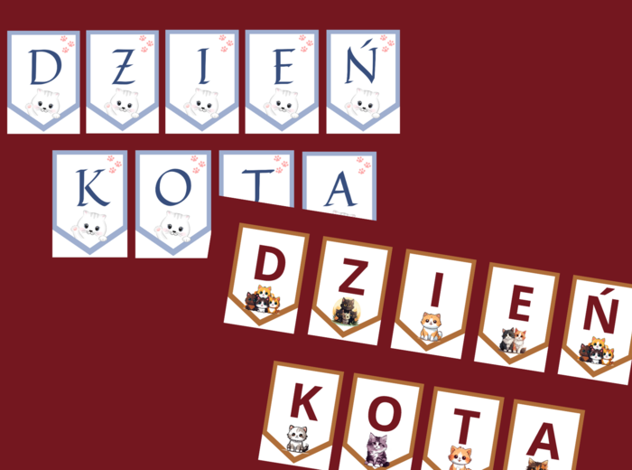 DZIEŃ KOTA – girlanda – napis – 2 wersje – gazetka