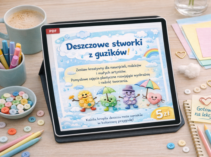 Deszczowe stworki z guzików
