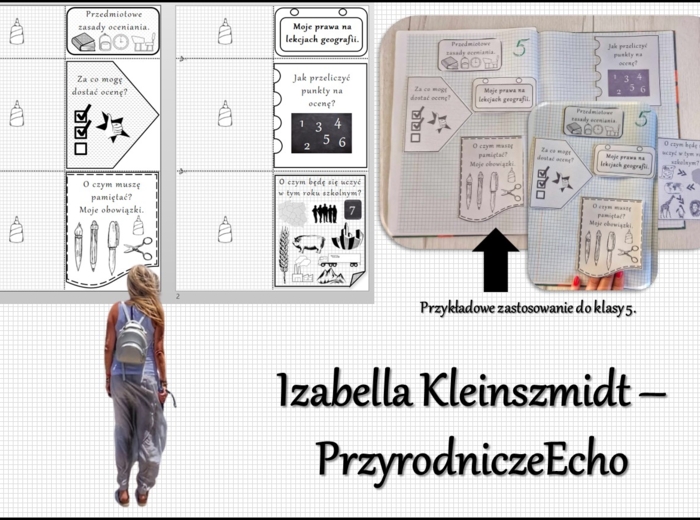 Przedmiotowe zasady oceniania (PZO) z geografii (klasa 7). Interaktywna notatka do wycinania, zginania i wypełniania przez ucznia.