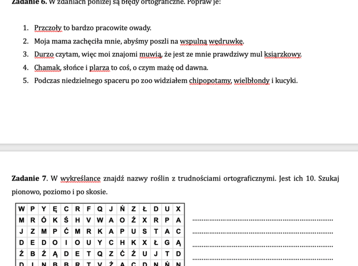Zajęcia wyrównawcze 3 - pakiet zadań