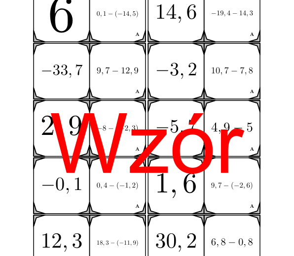 Domino - Odejmowanie dodatnich i ujemnych liczb dziesiętnych | matematyka