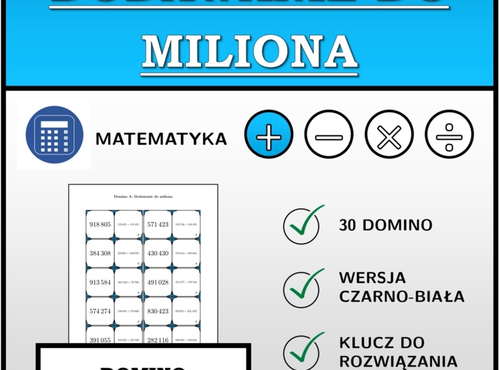 Domino - Dodawanie do miliona | matematyka