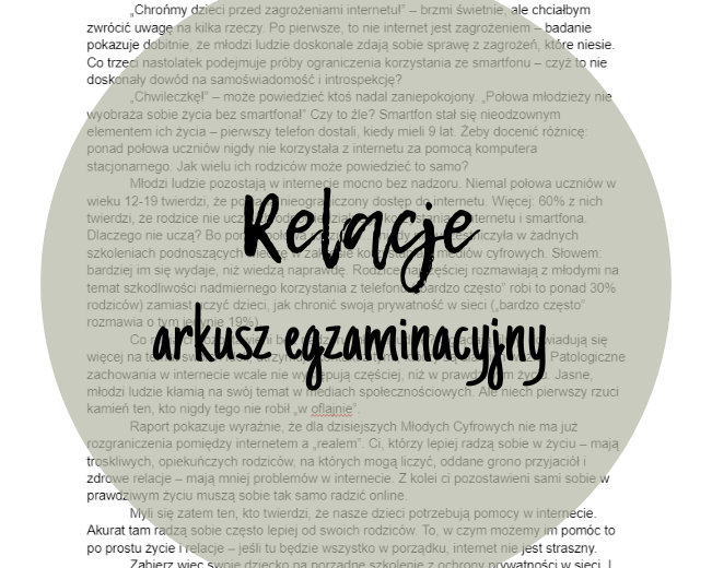Relacje - arkusz egzaminacyjny