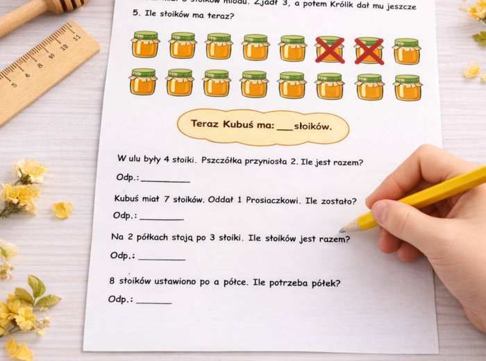 Kubuś Puchatek w Stumilowym Lesie – pakiet 20 kart pracy dla klas 1–3