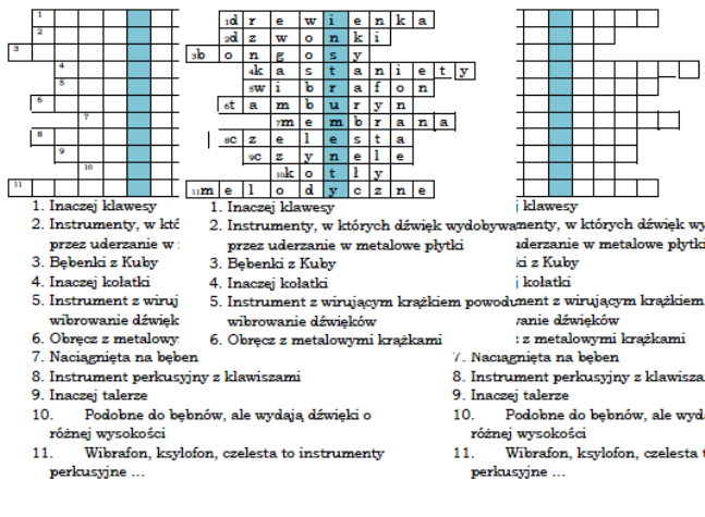 Logogryf - instrumenty perkusyjne - podsumowanie lekcji muzyki