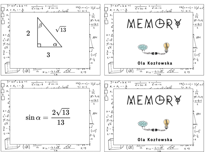 Memory funkcje trygonometryczne - trójkąt prostokątny