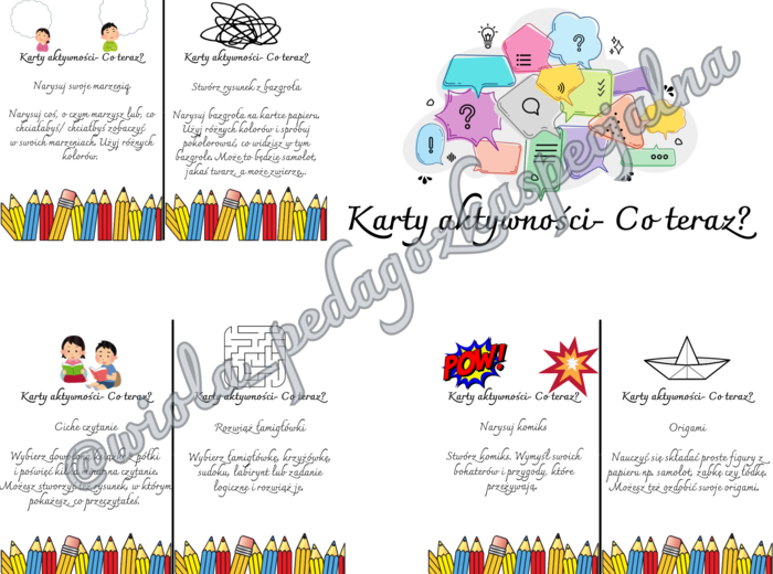 Karty aktywności "Co teraz?"