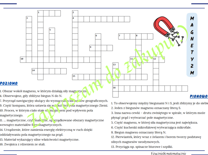KRZYŻÓWKA - magnetyzm.