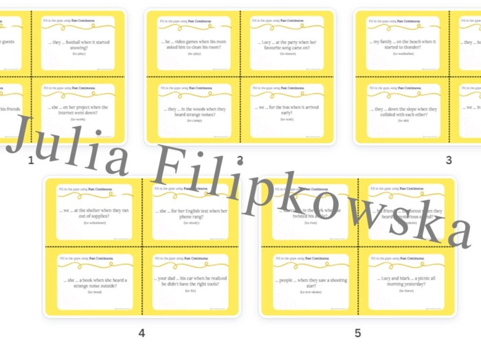 Past Continuous/ Karty do mówienia/ Mówienie/ Speaking/ Zestaw/ Pakiet/ Klasy 4-8/ Klasy 4-6/ Klasy 6-8/ SP/ Warm-up/ Rozgrzewka/ Gramatyka/ Grammar/ Speaking cards grammar/ Grammar cards/ E8