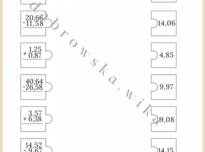 Dodawanie i odejmowanie ułamków dziesiętnych