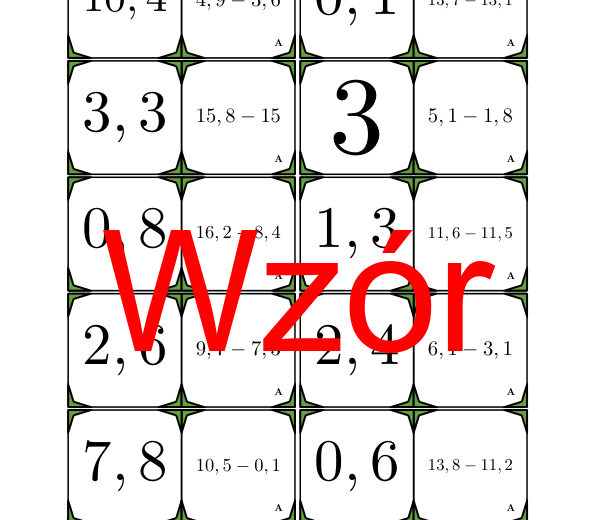 Domino - Odejmowanie liczb dziesiętnych | matematyka
