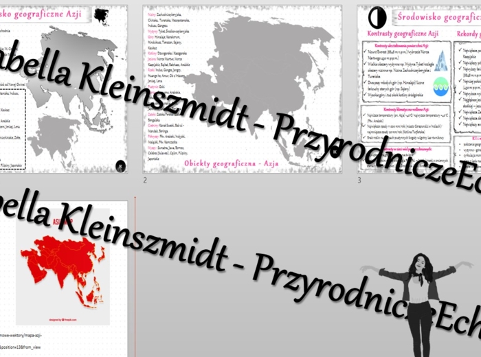 Sketchnotka - notatka „Środowisko przyrodnicze Azji” wykonana w power point do edycji. Geografia 8; „Azja”
