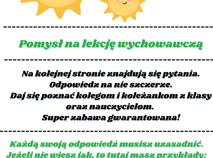 Pomysł na lekcję wychowawczą w klasie 4 - Poznajmy się :)