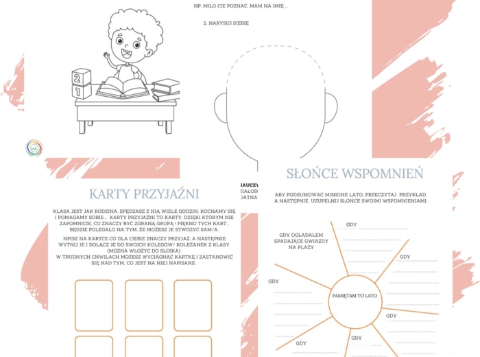 KARTY NA POWITANIE DLA KLAS SZKOŁY PODSTAWOWEJ