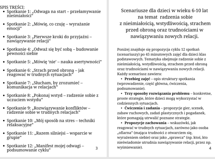 Scenariusze d 6-10 lat nt. radzenia sobie z nieśmiałością, wstydliwością, strachem