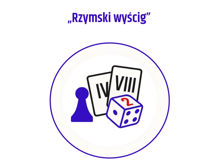 Gra planszowa "Rzymski wyścig" - gra do nauki/powtórki zapisu liczb w systemie rzymskim.