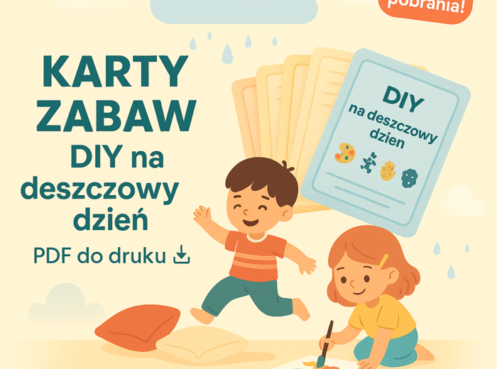 Karty z propozycjami zabaw DIY na deszczowy dzień