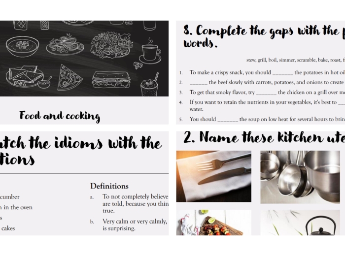 Food and cooking, B1, B2, C1, gotowa lekcja konwersacyjna, speaking, vocabulary, materiały dydaktyczne, lekcja online