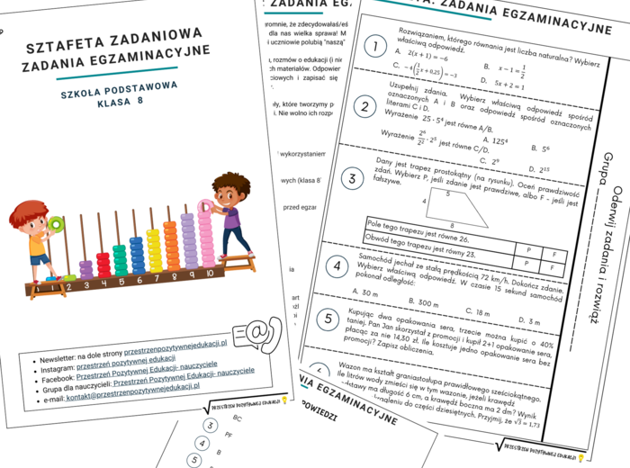 Sztafeta zadaniowa z zadań egzaminacyjnych (klasa 8)