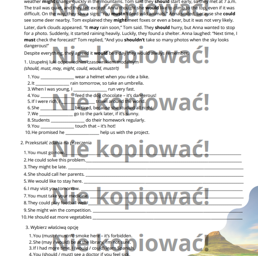 Karta pracy: Modal Verbs w akcji! B1