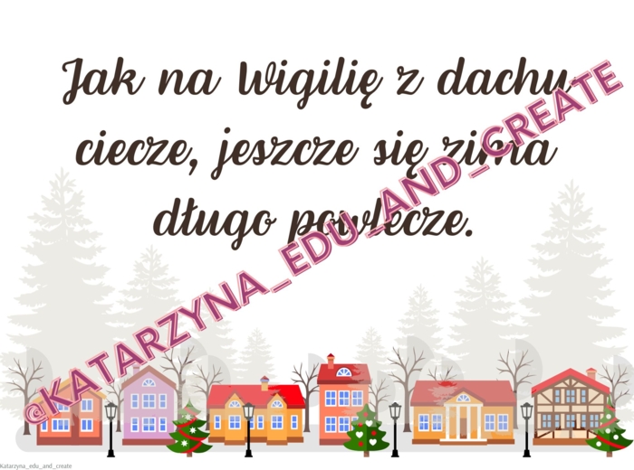 Zimowe i bożonarodzeniowe plakaty z przysłowiami