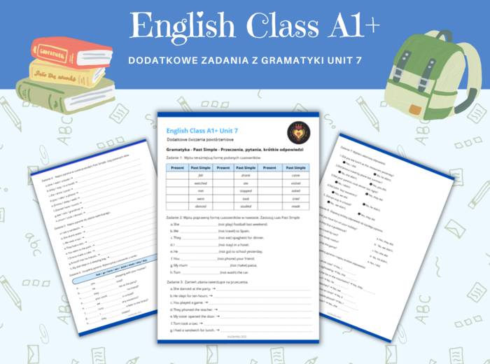 Gramatyka klasa 5, język angielski. Czas przeszły Past Simple - przeczenia, pytania, krótkie odpowiedzi, English Class A1+ Unit 7 ćwiczenia powtórzenie