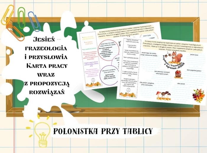 Karta pracy frazeologia jesień (+przykładowe rozwiązania)