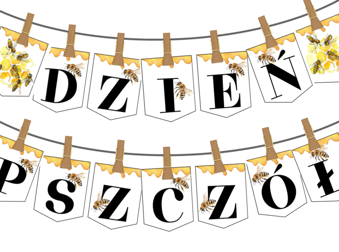 MIĘDZYNARODOWY DZIEŃ PSZCZÓŁ - 20 maja - napis i memory.